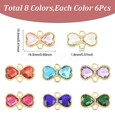 48Pcs 8 Colors Alloy Rhinestone Connector Charms FIND-SC0017-17-1