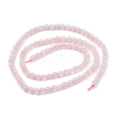 Natural Rose Quartz Round Beads Strands G-P072-05-4mm-1