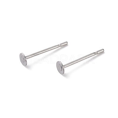 Tarnish Resistant 316 Surgical Stainless Steel Flat Round Blank Peg Stud Earring Settings X-STAS-R073-04-1
