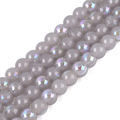 Electroplate Imitation Jade Glass Beads Strands EGLA-Q132-6MM-01B-11-1