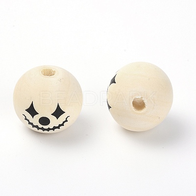 Natural Chinese Cherry Halloween Theme Wood Beads WOOD-TAC0010-08B-1