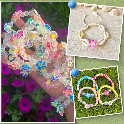 100Pcs Handmade Polymer Clay 3D Flower Plumeria Beads CLAY-SC0002-48D-1