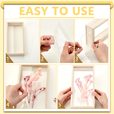 Rectangle Double Sided Clear Acrylic with Wood Display Cases ODIS-WH0038-237B-1