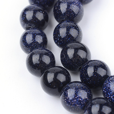 Synthetic Blue Goldstone Beads Strands X-G-Q462-10mm-28-1