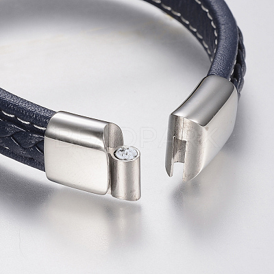 Braided Leather Cord Bracelets BJEW-H561-07E-1