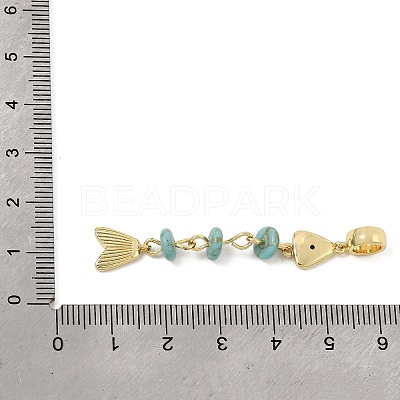 Brass Pave Cubic Zirconia Clear Cubic Zirconia & Synthetic Turquoise & Enamel European Dangle Charms GG-CBA3401-01G-A02-1