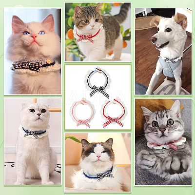 3Pcs 3 Colors Acrylic Fibers Cat Bowknot Collar AJEW-FG0004-34-1