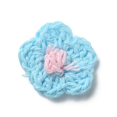 Two Tone Plum Blossom Handmade Crochet Cotton Ornament Accessories AJEW-WH0326-51I-1