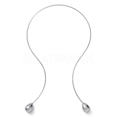 304 Stainless Steel Open Teardrop Choker Necklaces for Women NJEW-C068-01P-1