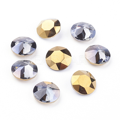 Pointed Back & Back Plated Glass Rhinestone Cabochons RGLA-J012-10mm-001DO-1
