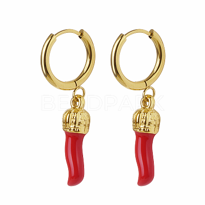 Stainless Steel Red Chili Hoop Earrings SO5470-1-1