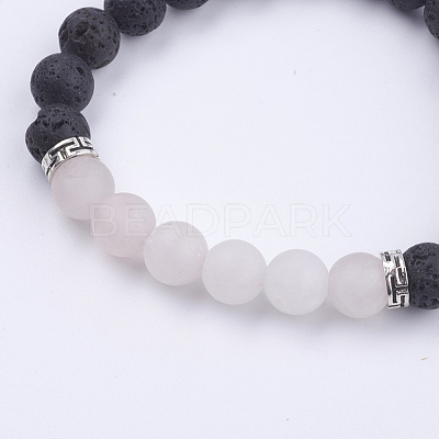 Natural Lava Rock and Gemstone Stretch Bracelets BJEW-JB03633-1