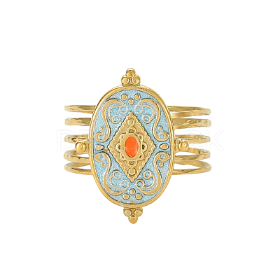 304 Stainless Steel Enamel Multi-strand Rings for Women STAS-OY012-54G-1