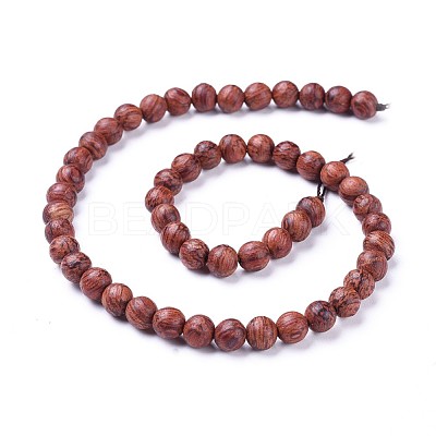Wood Beads Strands X-WOOD-F008-03-C-1