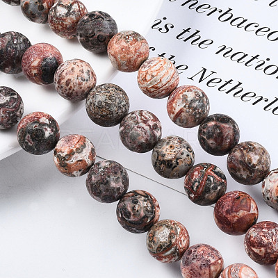 Natural Leopard Skin Jasper Round Beads Strands G-S182-12mm-1