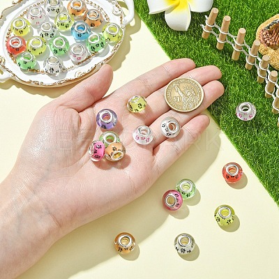 30Pcs Large Hole Dog Paw Prints Pattern Resin European Beads OPDL-YW0001-05-1