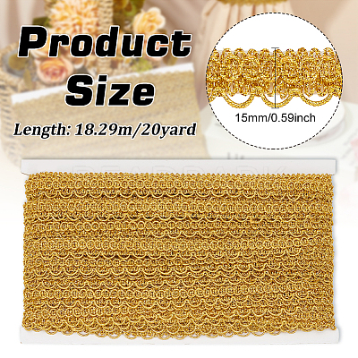 Polyester Braided Metallic Lace Trim SRIB-WH0011-180A-01-1