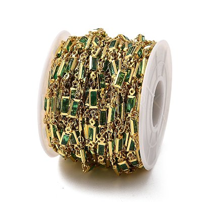 Brass Glass Rectangle Link Chains CHC-R001-01G-04-1