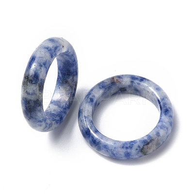 Natural Blue Spot Jasper  Plain Band Ring RJEW-P044-01B-02-1