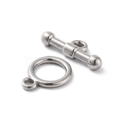 Non-Tarnish 304 Stainless Steel Ring Toggle Clasps STAS-A092-09G-P-1