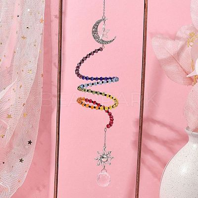 Glass Spiral Pendant Decorations HJEW-TA00269-1