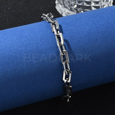 Tarnish Resistant Rectangle 201 Stainless Steel Chain Bracelets LS-BJEW-N240-06P-1