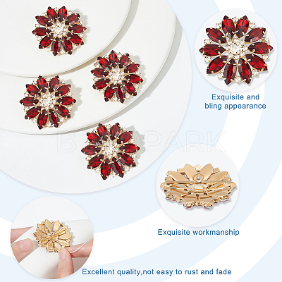 4Pcs Alloy Rhinestone Shank Buttons BUTT-FG0001-26B-1