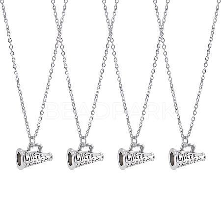 4Pcs Brass Enamel Trumpet Pendant Necklaces for Women NJEW-PH0001-58AS-1