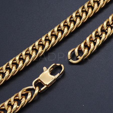 Men's 201 Stainless Steel Cuban Link Chain Necklaces NJEW-T012-01A-56-G-1