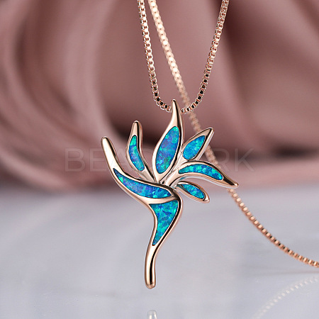 Hawaiian Bird Brass with Opal Pendant Necklaces FS-WG2F97F-03-1