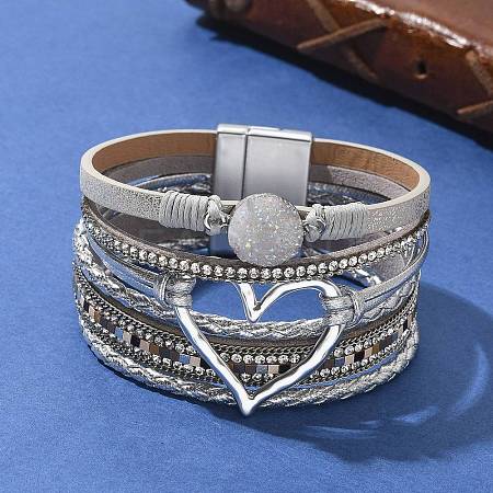 Imitation Leather Multi-Starnd Bracelets BOHO-PW0001-039M-1