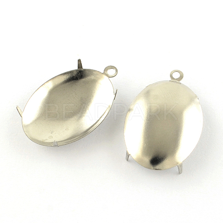 Non-Tarnish 201 Stainless Steel Pendant Cabochon Settings X-STAS-S046-05-1