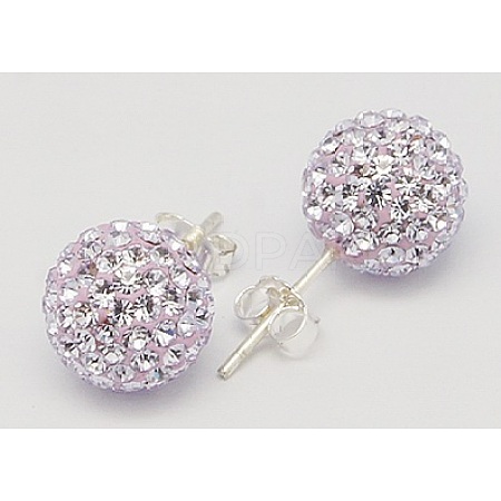 Sterling Silver Austrian Crystal Rhinestone Ball Stud Earrings for Girl X-Q286H191-1