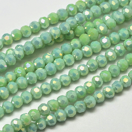 Faceted Round Full Rainbow Plated Electroplate Glass Beads Strands EGLA-J130-FR02-1