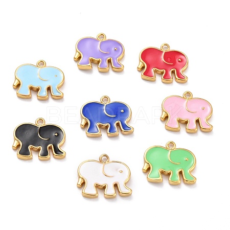 Golden Brass Enamel Pendants KK-P197-08G-1