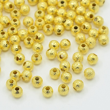 4mm Golden Color Brass Round Spacer Textured Beads X-EC247-G-1