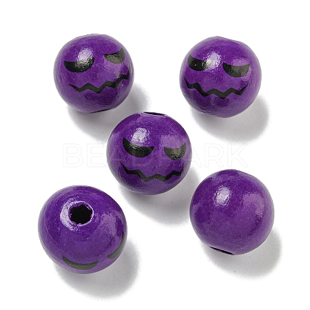 Printed Wood European Beads WOOD-G022-08A-07-1