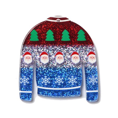 Printed Christmas Theme Acrylic Pendants OACR-L018-07D-1