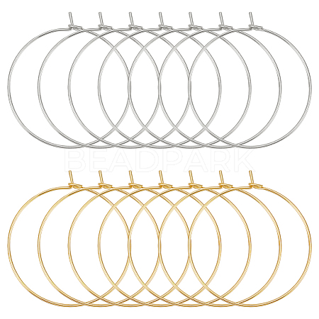 60Pcs 2 Colors Long-Lasting Plated Brass Hoop Earrings Findings KK-AN0001-01-1