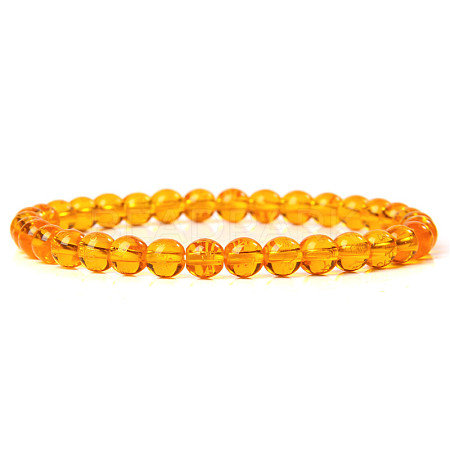 Synthetic Amber Round Beaded Stretch Bracelet LS-SF8562-17-1-1