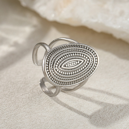 Oval 201 Stainless Steel Cuff Rings for Women FS-WG26F46-06-1