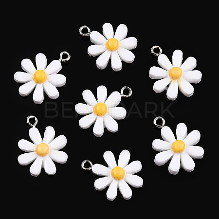 Opaque Resin Pendants RESI-WH0037-01B-1
