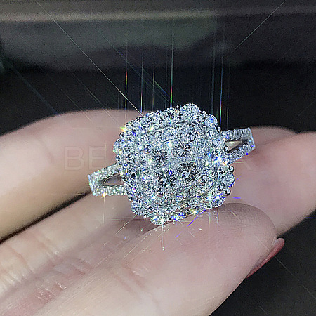 Brass Micro Pave Cubic Zirconia Finger Rings for Women FS-WG4C4EA-09-1