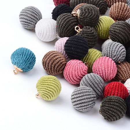 Handmade Cloth Fabric Covered Charms X-WOVE-S079-14mm-M1-1