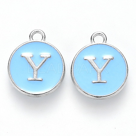 Platinum Plated Alloy Enamel Charms ENAM-S118-04Y-P-1