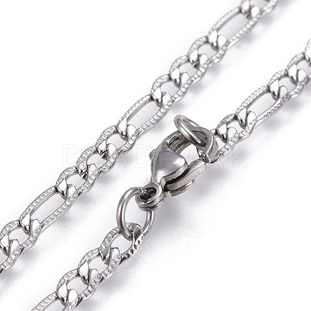 304 Stainless Steel Figaro Chain Necklaces STAS-L221-31P-1