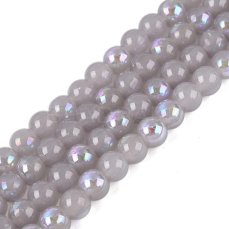 Electroplate Imitation Jade Glass Beads Strands EGLA-Q132-6MM-01B-11-1