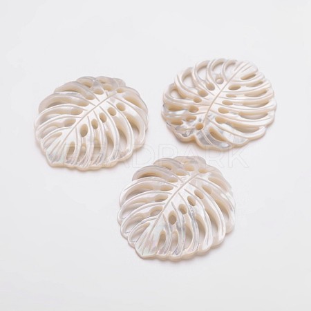 Leaf Natural White Shell Pendants SHEL-L003-04-1
