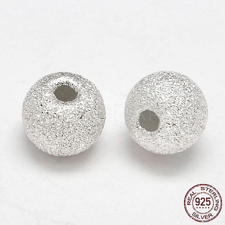 Round 925 Sterling Silver Textured Beads STER-F012-23B-1