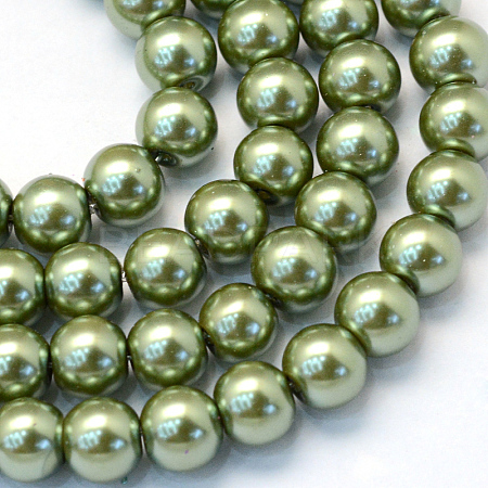 Baking Paint Pearlized Glass Pearl Round Bead Strands HY-Q003-10mm-49-1